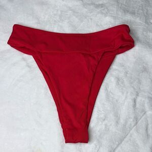 BETLOOK Red High Waisted Bikini Bottoms Size Small